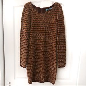 Alice+Olivia Brown Long Sleeve Sweater Dress sz S